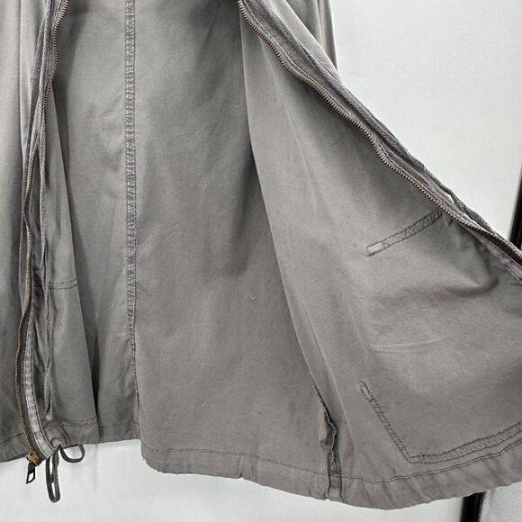 XCVI Utility Windbreaker Jacket Full Zip Womens Large Slate Gray Hood Drawstring - Picture 10 of 12